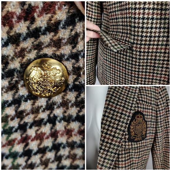 Ralph Lauren Bullion Crest Plaid Wool Blend Blazer Size 12 - Picture 15 of 16